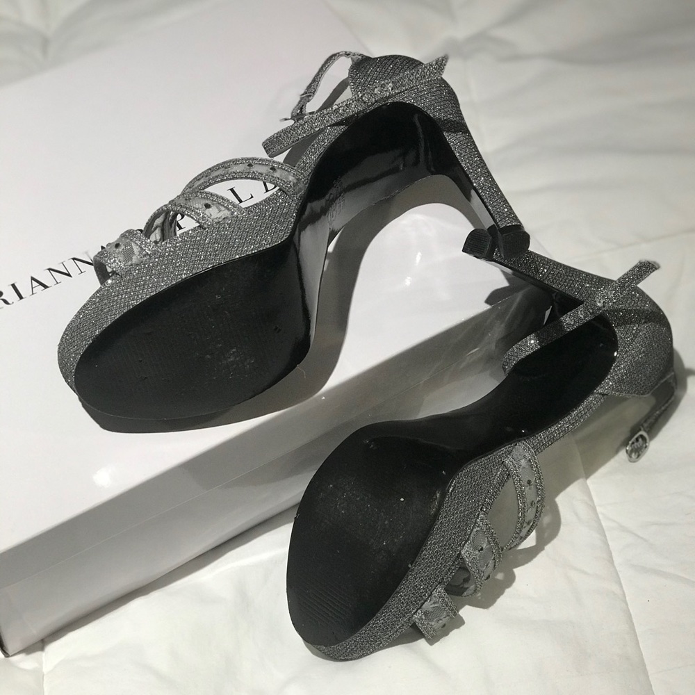 Adrianna Papell Silver Glitter Strappy Heels - Picture 3 of 3